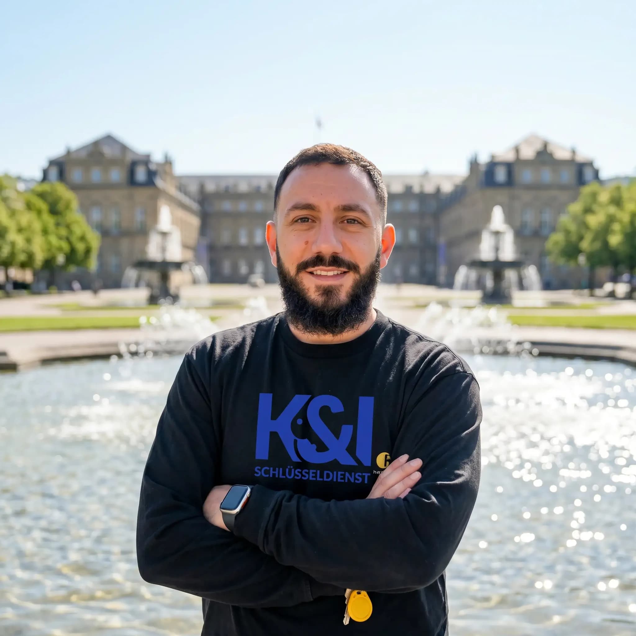 K&I Schluesseldienst Experte mit Autoschluessel bereit fuer Einsatz in Stuttgart Botnang Sued