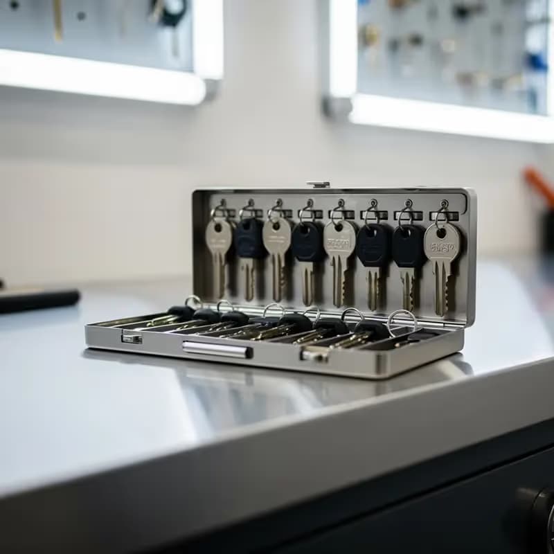 Sortiment an Schlüsselrohlingen in einer Werkstatt