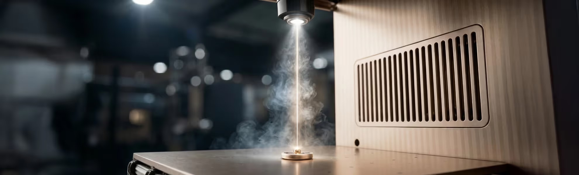 Lasergravur bei K&I Schlüsseldienst Stuttgart: Seriennummer wird präzise auf Metall gelasert.