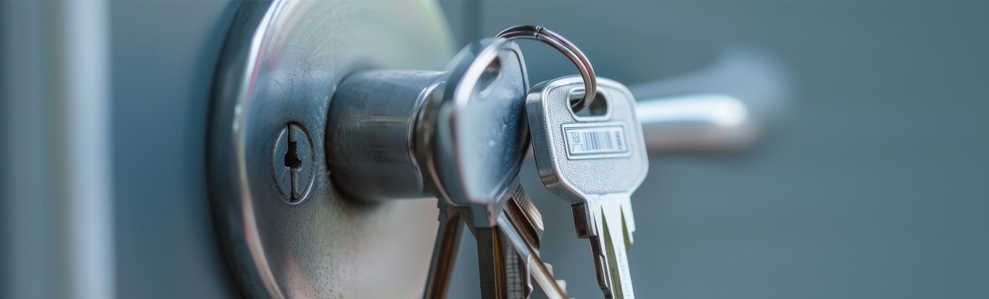 Person, die beim Verlassen des Hauses die Eingangstür sorgfältig abschließt, um optimalen Einbruchschutz zu gewährleisten